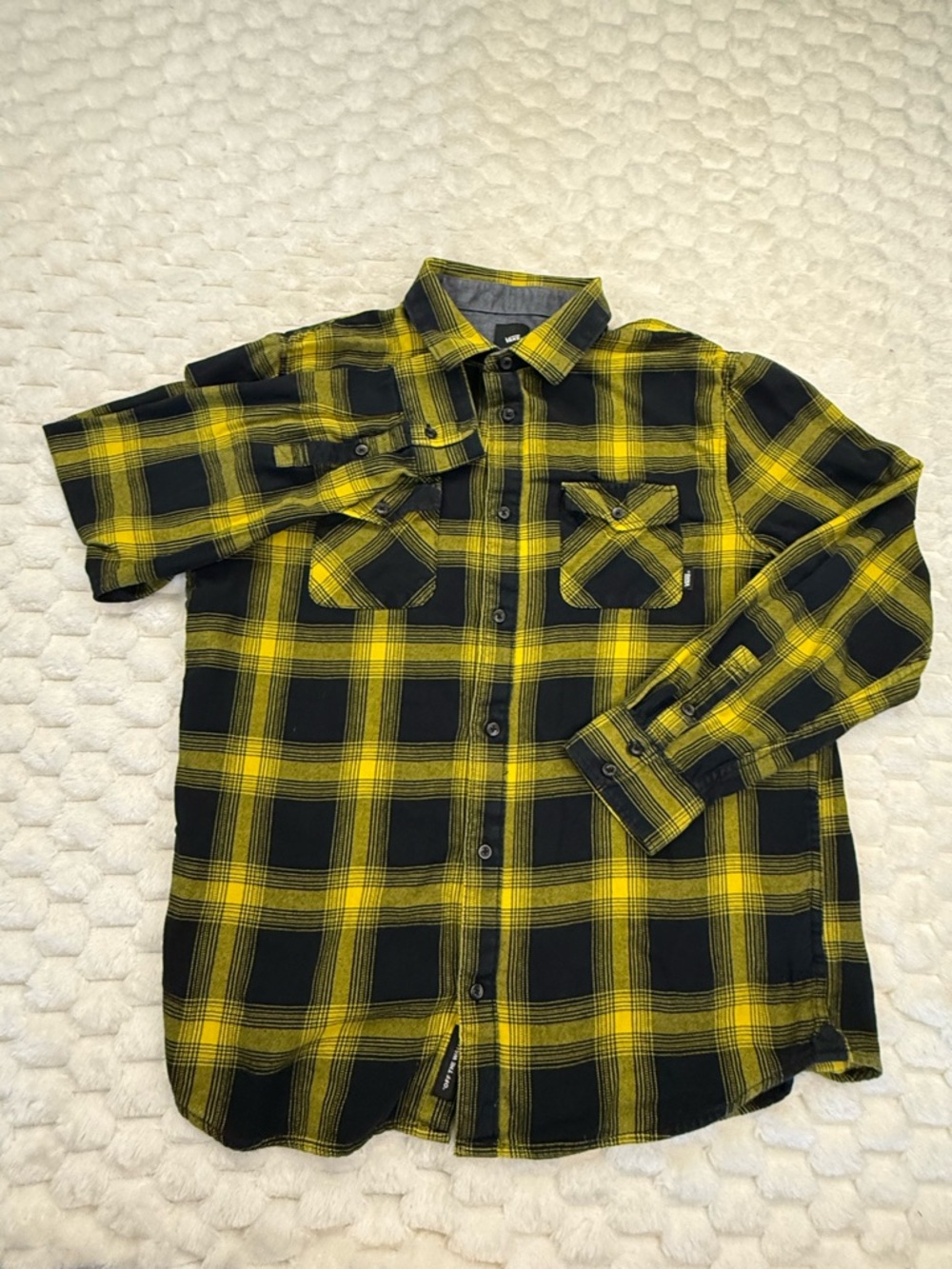 Vans Classic Fit Long Sleeve Plaid Shirt - Men's Large - Black And Yellow